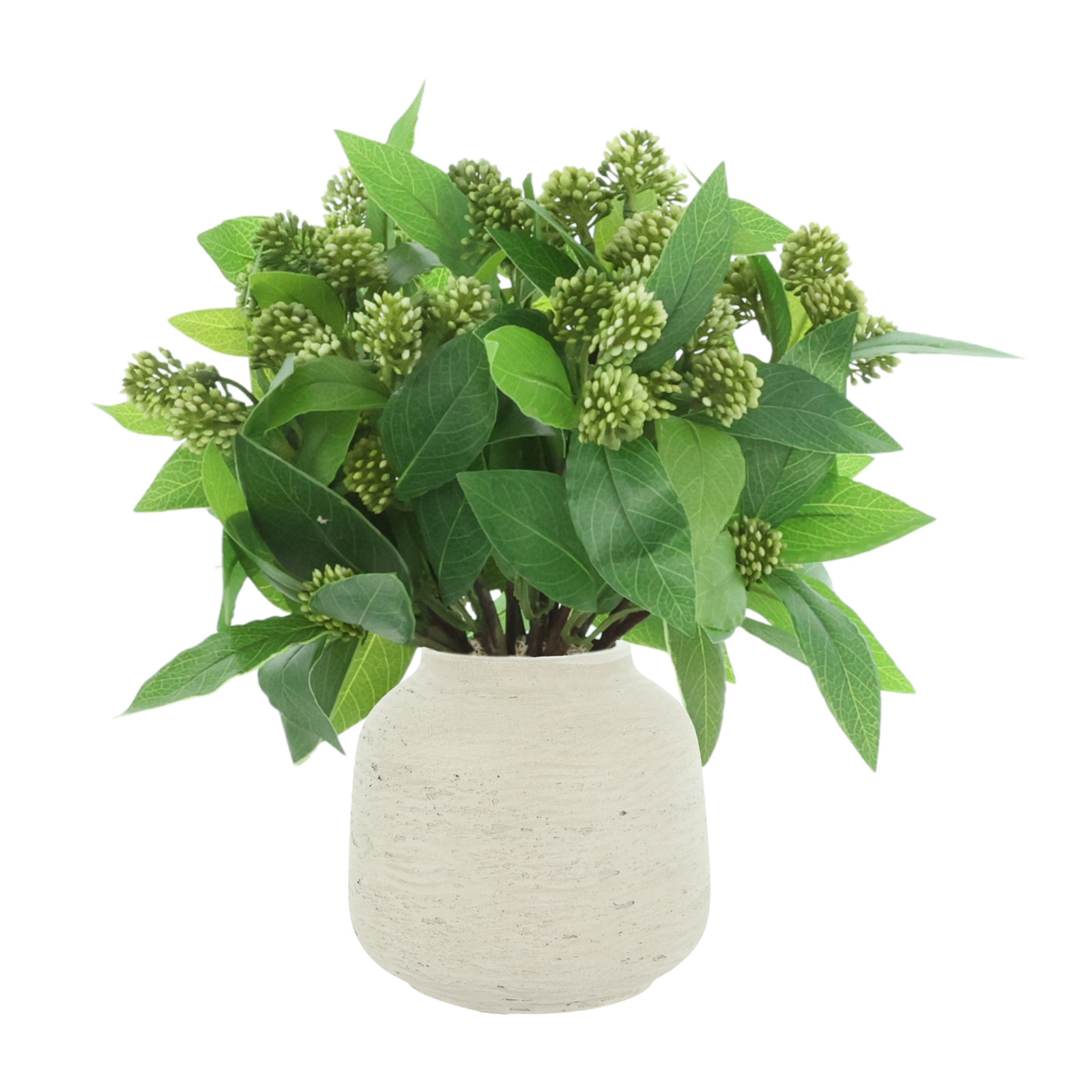 Sedum Bush in Fiberstone Vase, Gray