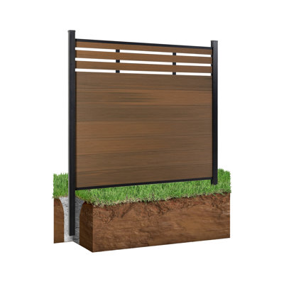 7.6ft H Semi-Closed Composite Privacy Fence Panel With Post (In-Ground 1.6ft, Groud 6ft )