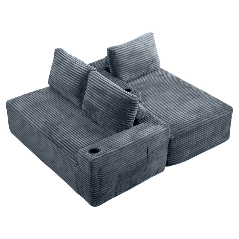 104 Inch Cloud Sectional Couch,Modern Modular Sectional Sofa With Deep Seat,Corduroy Boneless Couches With L-Shape Chaise For Living Room Bedroom