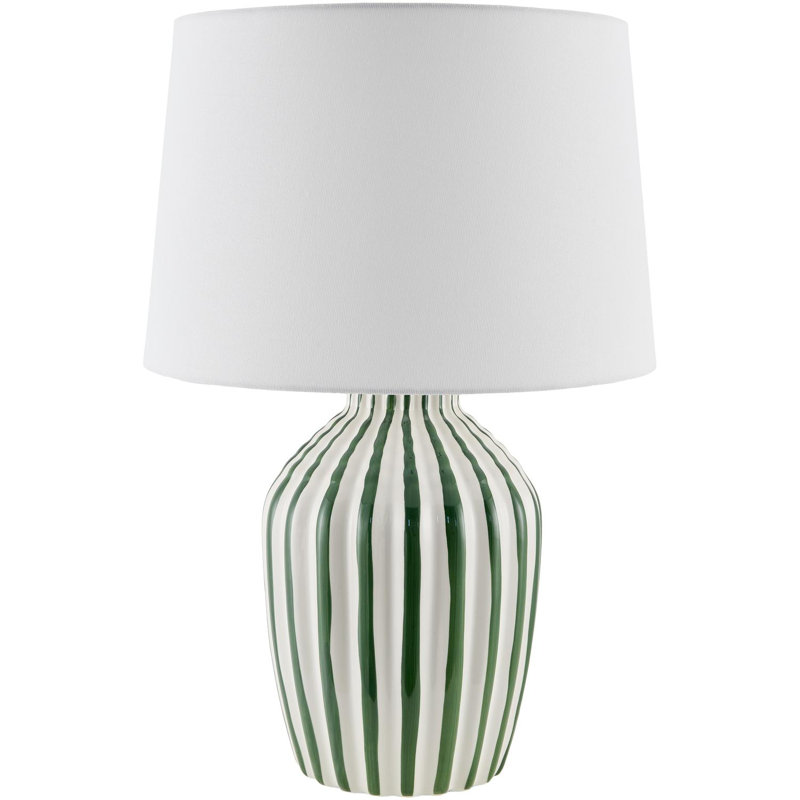 Ivy Bronx Hartung Table Lamp - Green Striped Design