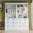 Versatile Tall Bookshelf Suite with LED, Drawers and Adjustable Shelves for Home
