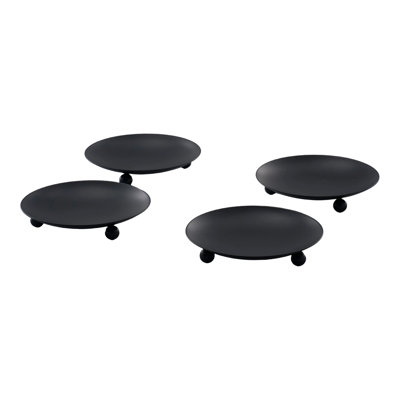 4 Pcs Black Iron Plate Candle Holders
