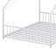 Full size children's bed frame with LED light strips, roof-shaped iron frame bed, White,78.5" L x 55.9" W x 58.4" H.