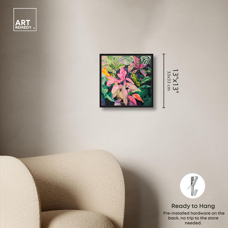 Art Remedy, art tropical brillant sur toile, H 13 po x l 13 po, Cadre flottant noir