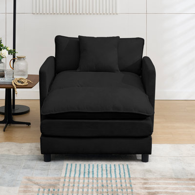 Canapé modulaire modulaire, canapé à assise profonde avec repose-pieds mobile pour le salon, canapé en chenille avec coussins