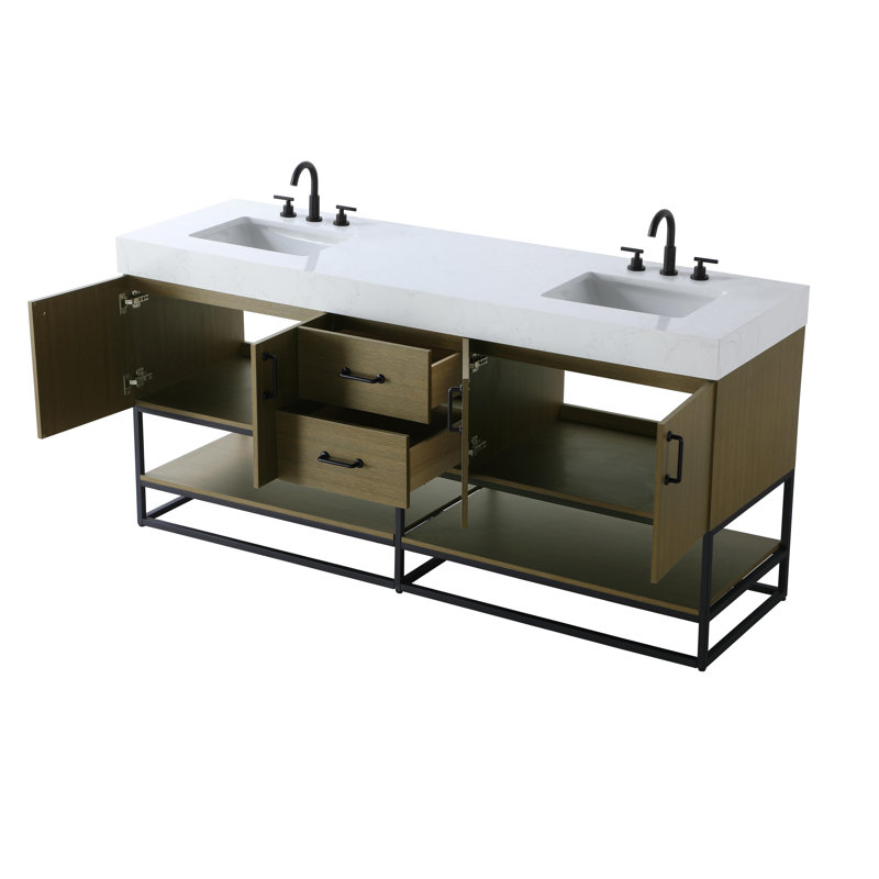 Meuble-lavabo double 72 po, Brun châtaigne