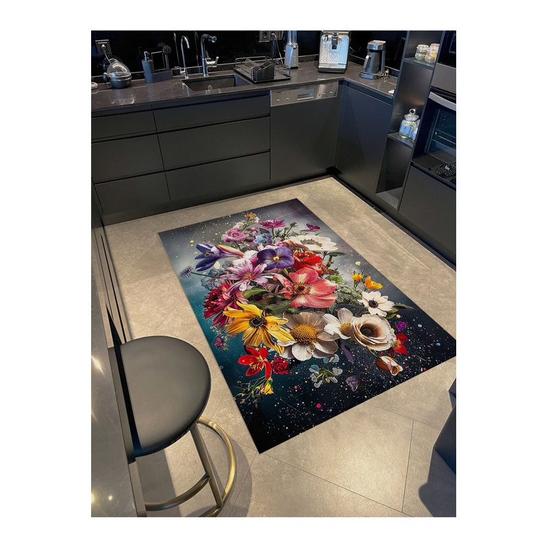 Tapis décoratif moderne multicolore, Tapis de couloir 4 pi 11 po x 9 pi 10 po inclus