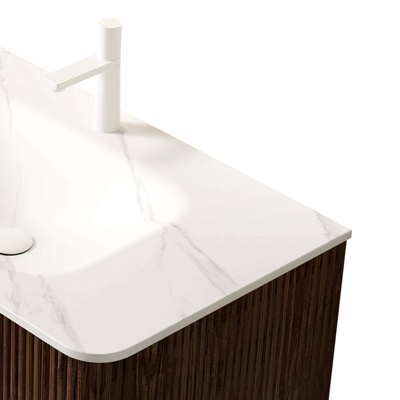 Lavabo intégré 36 po en pierre frittée Carrara 36 po SEULEMENT, PAS d'armoire, pas de robinet ni de bonde, convient à NOOR