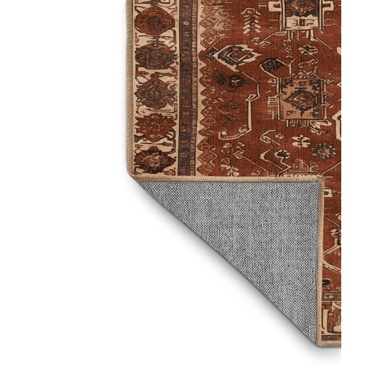 Tapis brun lavable à la machine, Rond 8 pi