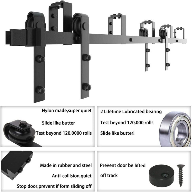 LAZ Sliding Double Bypass Double Door Barn Door Hardware Kit