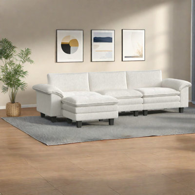 Luxury Corduroy Sectionals, Spacious L-shaped Sofa For Modern Living