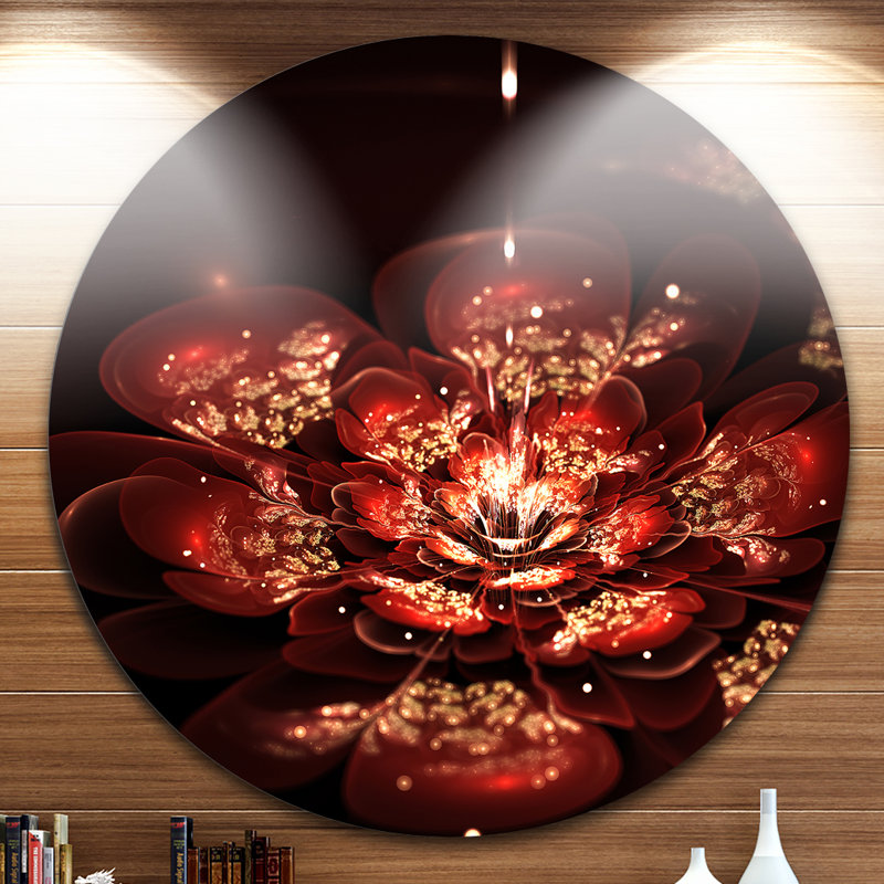 " Red Flowers In Fractal Pattern ", 23" H x 23" W x 1" D
