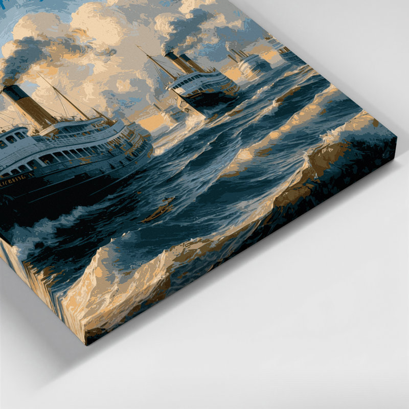 Art nautique sur toile gris, H 8 po x l 8 po