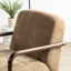 Fauteuil Mid-Century moderne en tissu brun avec structure en bois d'hévéa noyer
