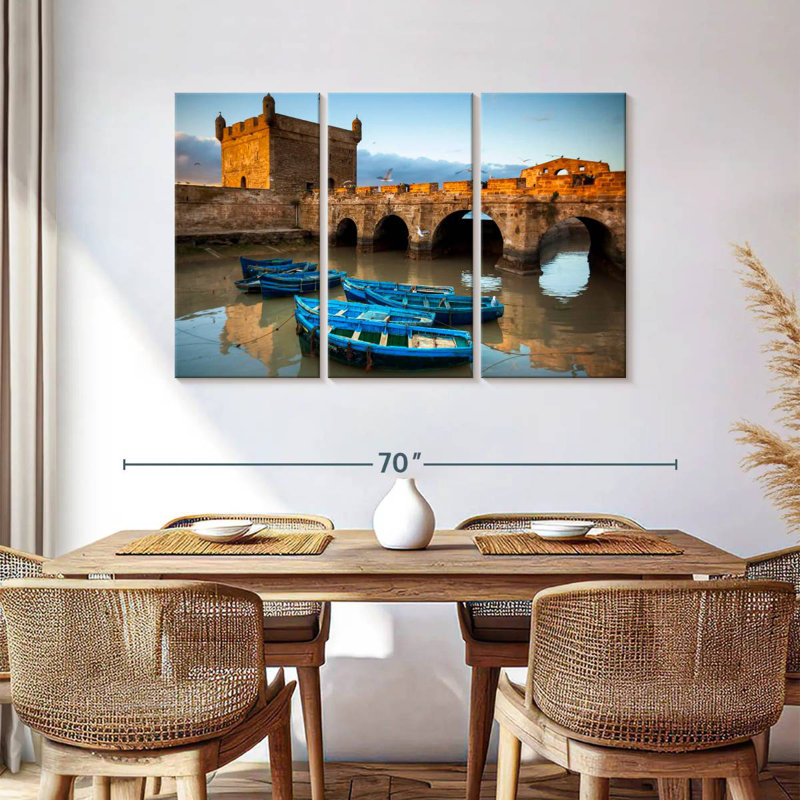 Mehar Blue Essaouira Boats, 36" H x 57" W