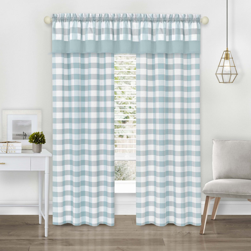 Antheia Semi Sheer Curtain Single Panel, 42" W x 84" L, Ice Blue