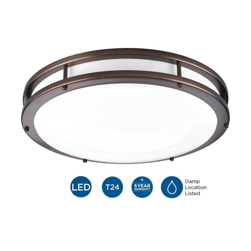 Acrylic LED Flush Mount, 4.5" H x 17.625" W, Urban Bronze