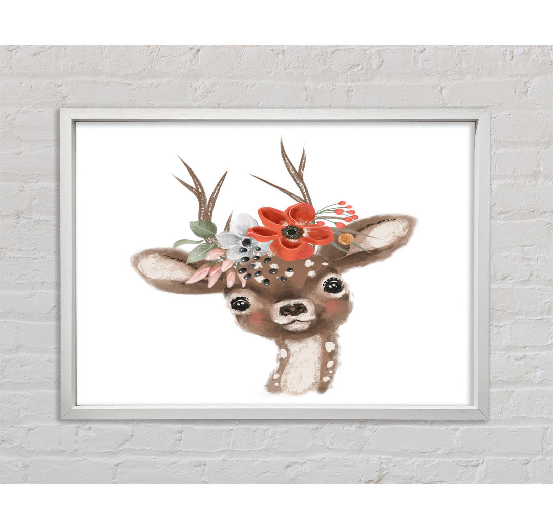 The Little Floral Deer - Einzelner Bilderrahmen Kunstdrucke auf Leinwand