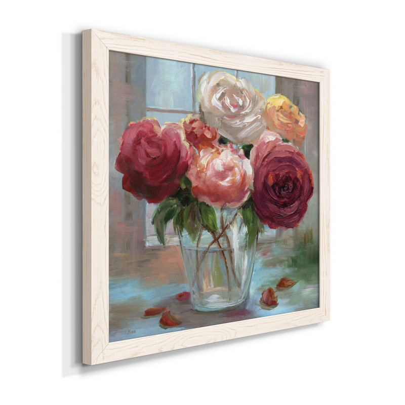 «Rose Society» par J Paul, reproduction d'art sur papier encadrée, H 17 po x l 17 po x P 1,5 po, Encadré de bois de noyer
