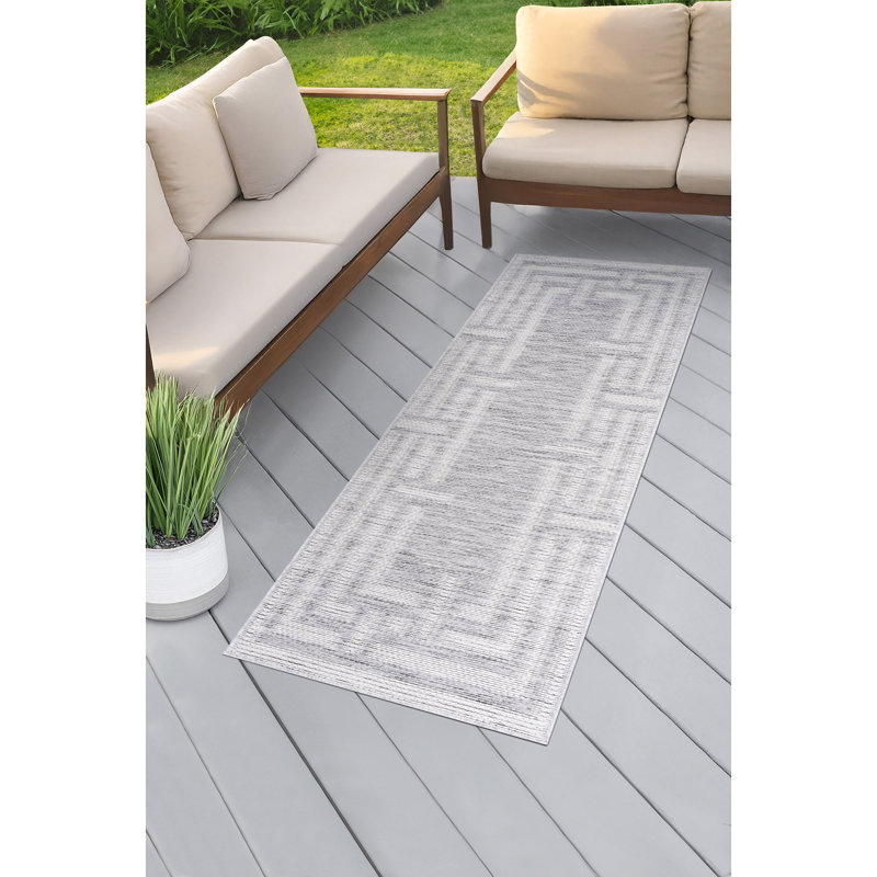 Tapis géométrique intérieur / extérieur, Tapis de couloir 2 pi 3 po x 7 pi 3 po