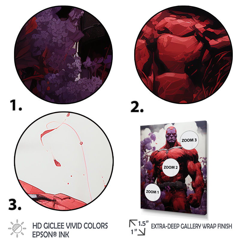 «Mauve Superhero Giants Blooms - Giants», art mural, H 32 po x l 24 po x P 1 po, Toile tendue