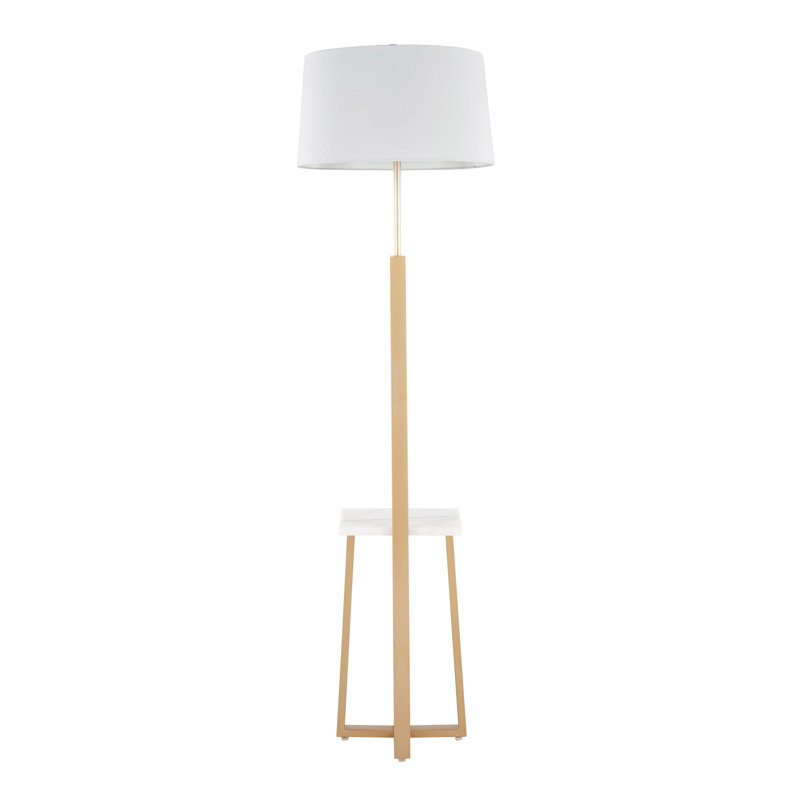 Lampe sur pied à tablette contemporaine, Doré