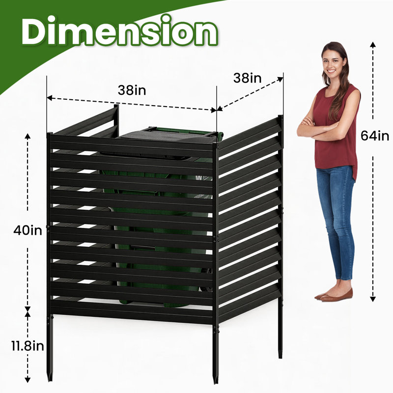 Écran d'intimité 40 po x 38 po en métal pour climatiseur (3 panneaux), Black, 3 panneaux (H 40 po x l 38 po)
