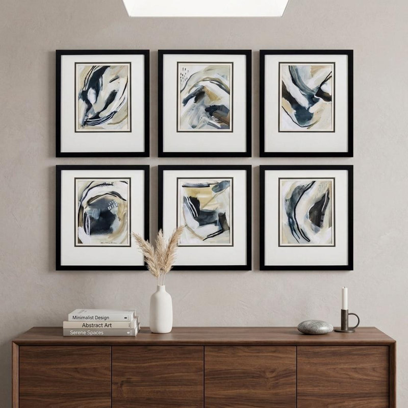Neutre - ensemble de 6 peintures encadrées
