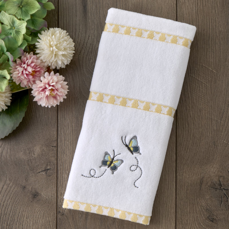 DANCING BUTTERFLIES EMB HAND-WHT