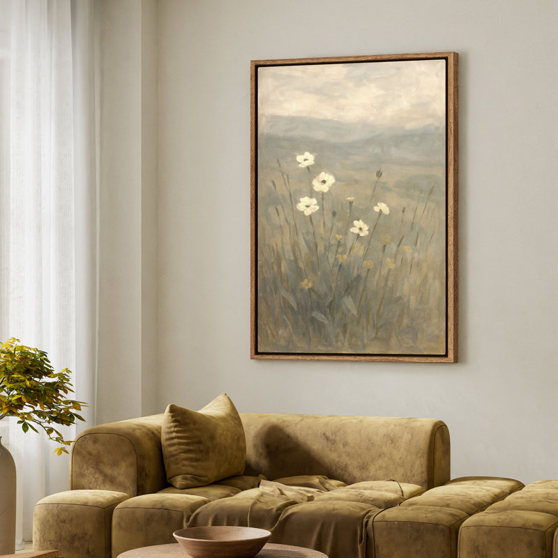 Art mural encadré, "Wildflower Landscape", impression murale pour chambre à coucher - 24 po x 36 po, H 36 po x l 24 po