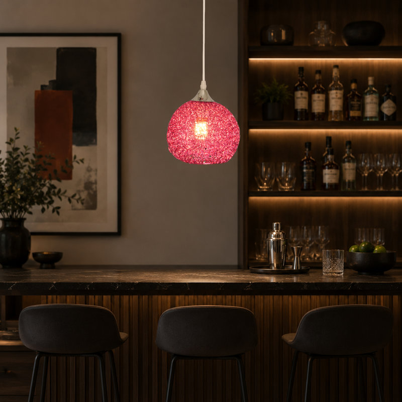Luminaire suspendu moderne à une lumière avec cordon réglable, Pink