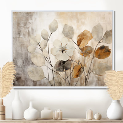 Beige Botanical Impressions III - Abstract Botanicals Framed Art