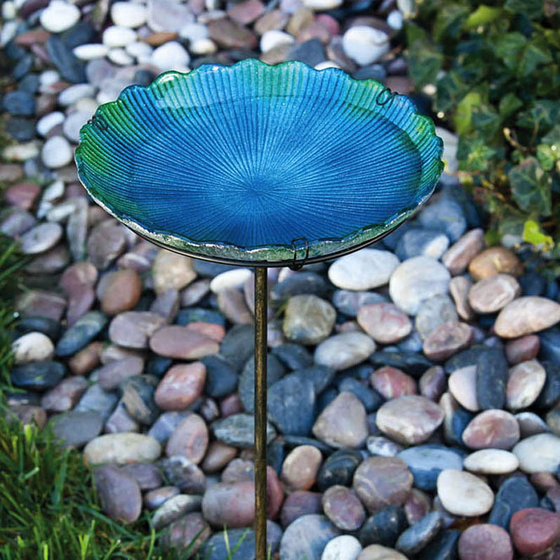 Bain d'oiseaux en verre de mer