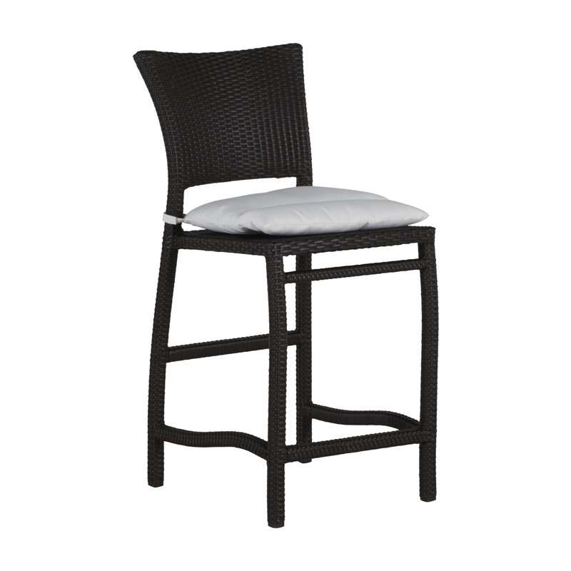 Skye 30" Patio Bar Stool with Cushion, Oyster, Dove Sunbrella® Linen, Welt