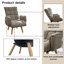 Fauteuil d'appoint pivotant à 360 degrés avec dossier réglable à 3 niveaux et pieds en bois massif