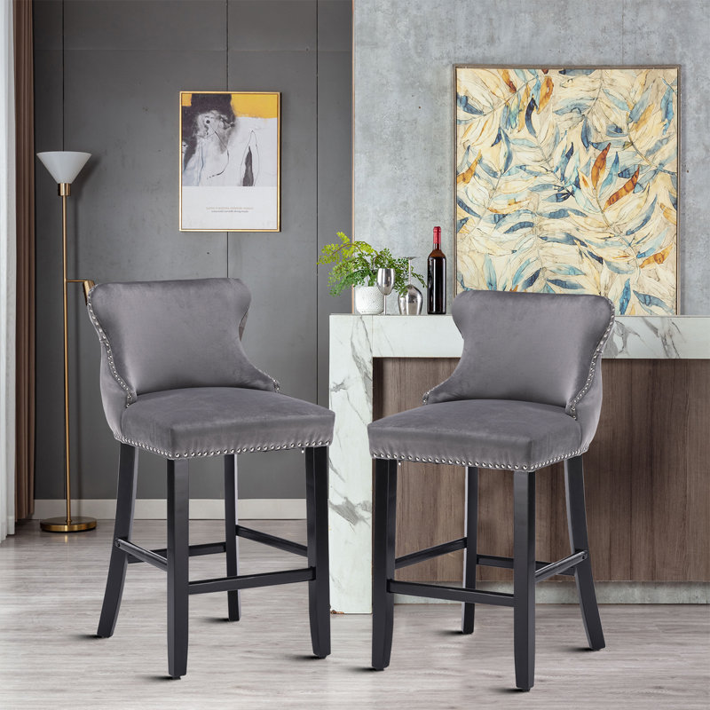 Tabouret de comptoir 26,72 po Joason, Gris foncé