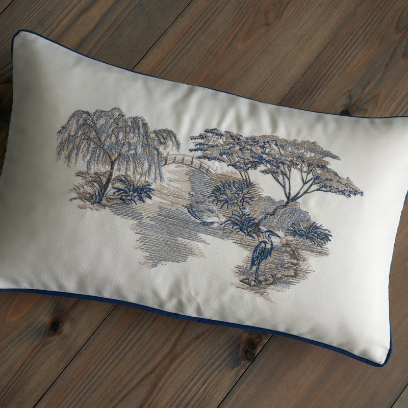 Tensift Floral White Rectangular Lumbar Cushion