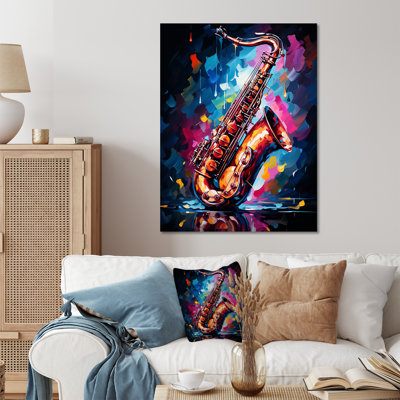 Blue Vibrant Saxophone Rythme - musique, art mural en métal