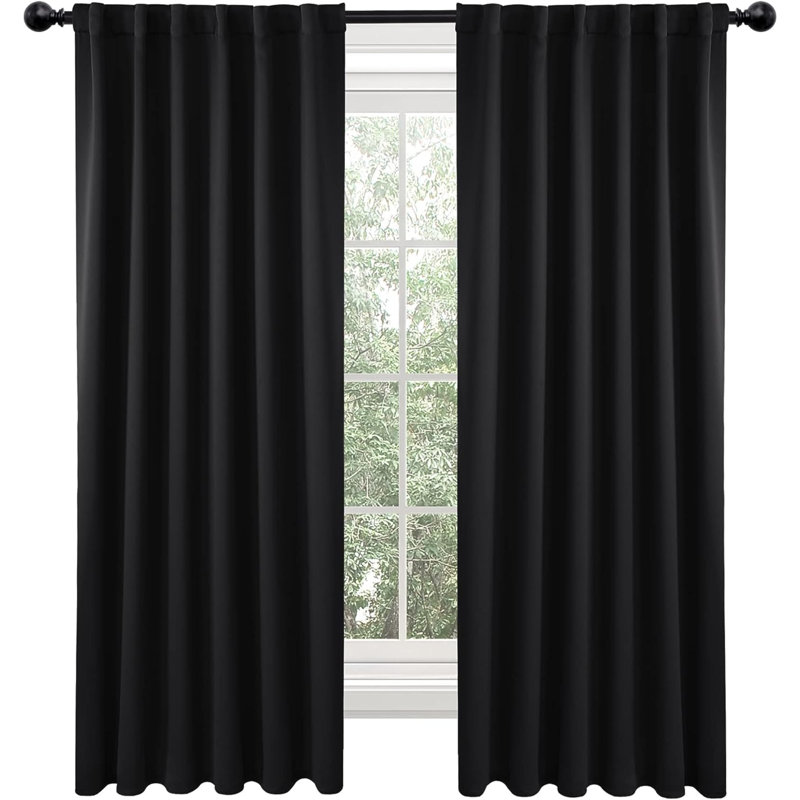 Blackout Curtain Pair, Black, 52" W x 72" L