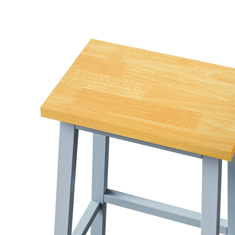 Chaises pour îlot de cuisine de 25,6 po de hauteur, bois gris-bleu avec stabilité et repose-pieds, 2 tabourets de bar, bleu, bois, pour la maison