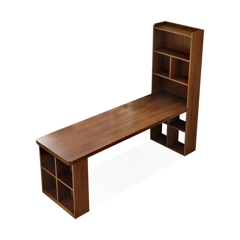 Nut-brown Rectangular Solid Wood desk, 29.53" H x 86.61" W x 23.62" D