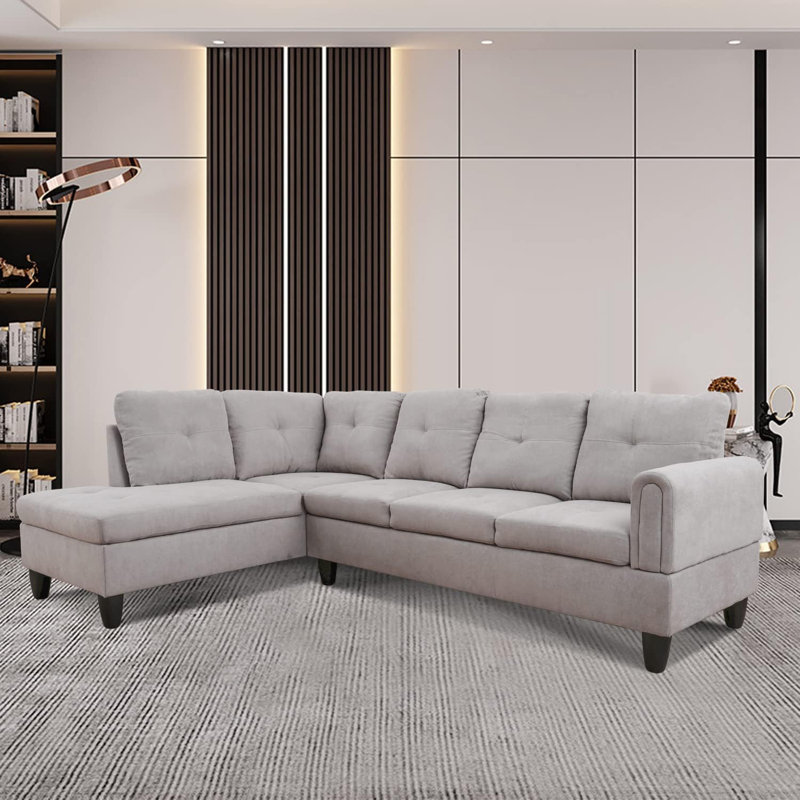 Gilstrap 2 Piece Upholstered Sectional Sofa & Chaise, Right Hand Facing, Gray Velvet