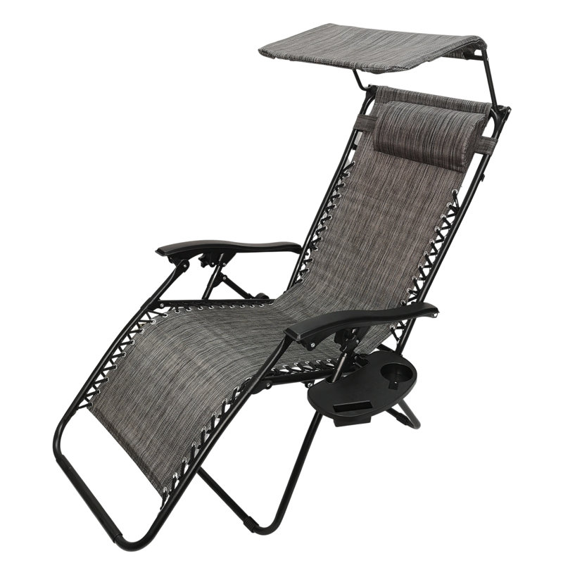 Charnissa Multi Position Garden Gravity Relaxer Chair Sun Lounger with Sun Canopy in Grey