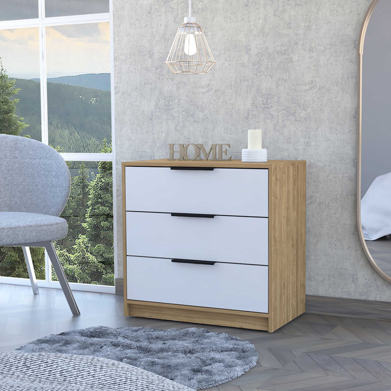 Nasura 3 - Drawer Dresser, White/Beige