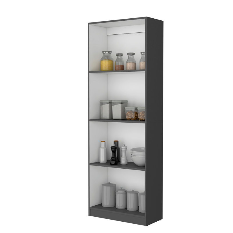 Bibliothèque Sutton avec tablettes de rangement, Blanc / Gris, (4 tablettes) H 71,1 po x l 24,7 po x P 11,7 po