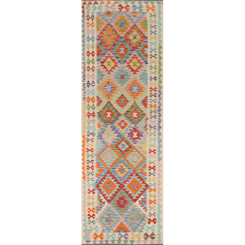 Multolor Wool Kilim Oriental Runner Rug 3x10