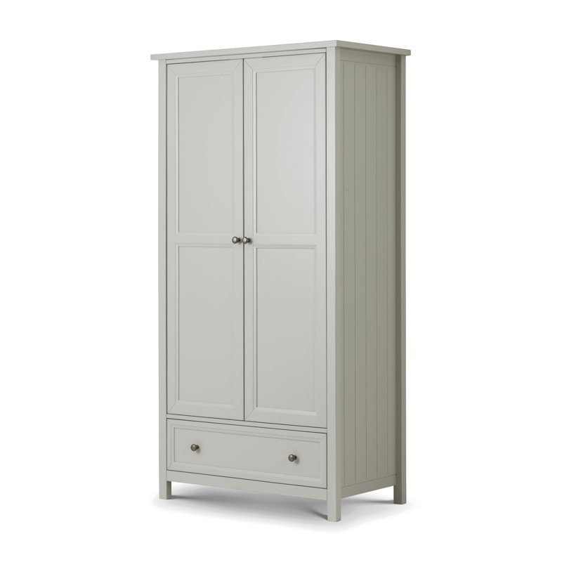 Jarin 2 Door Solid Wood Wardrobe, Grey, 190cm H x 97cm W x 55cm D