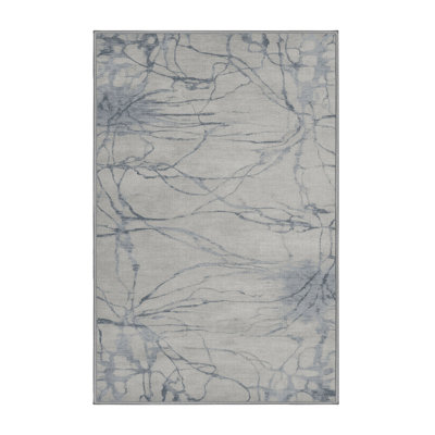 Machine Washable Abstract Gray Area Rug