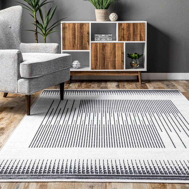 Tapis à motif abstrait moderne lavable à la machine Chelsea SpinClean, Rectangle 5 pi x 8 pi