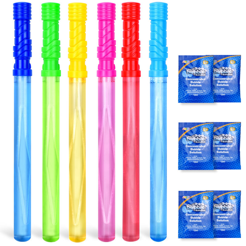 6Pcs Bubble Wand with Refill Solution, 14.6"